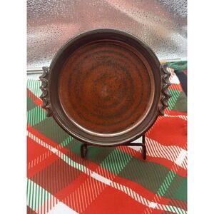 Hand Thrown Studio Pottery Bowl Signed Abstract Art Rust Color Ceramic Art VTG
